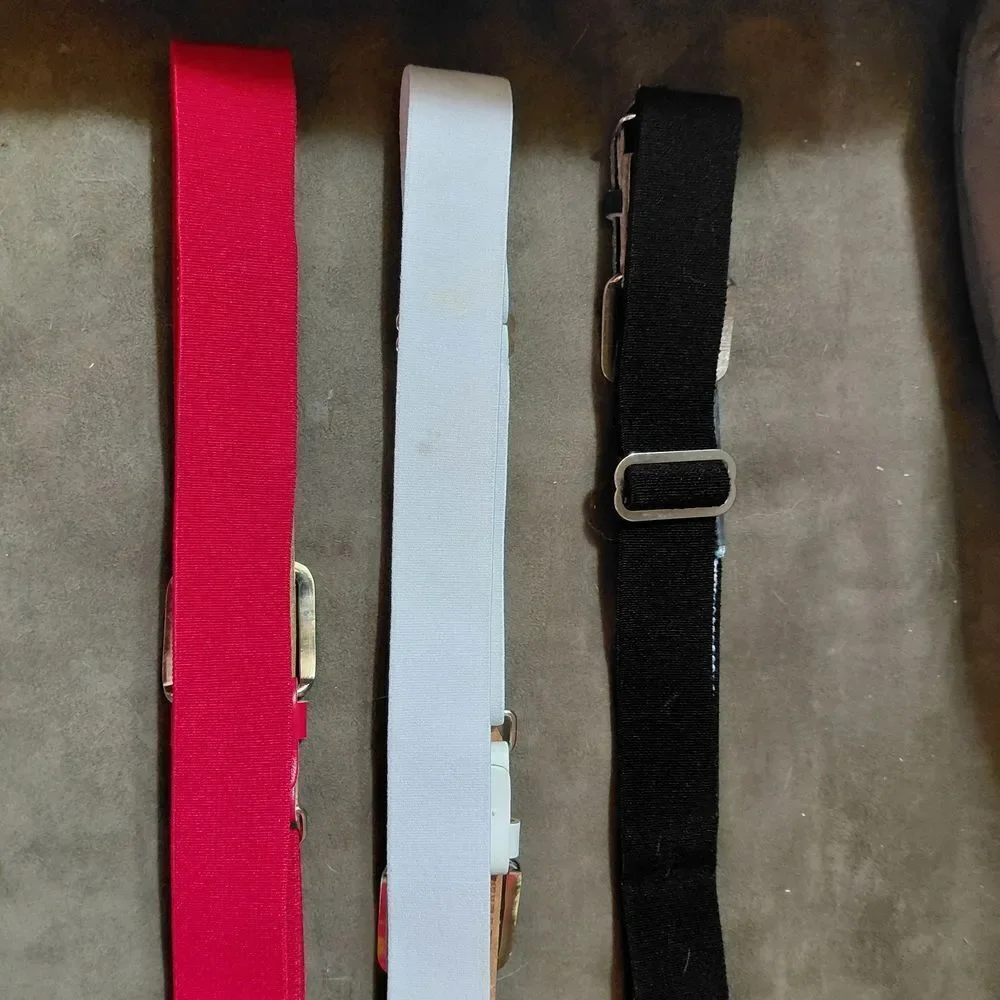 Set of Red, White, and Black Elastic/Stretch Belts